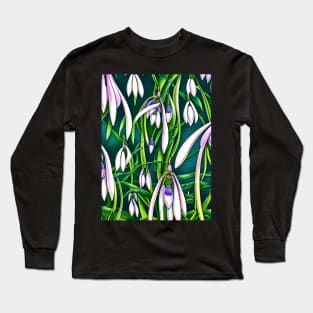 Winter Snow Drop Flowers Long Sleeve T-Shirt